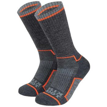 1双性能保暖袜- X-Large，深灰色/浅灰色/橙色
